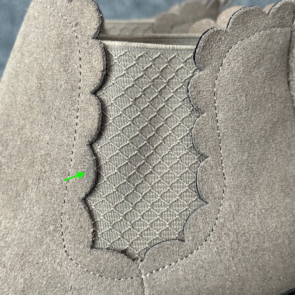 Sktechers Booties Womens 8 Taupe Grey Suede Air Cooled Scalloped Edge Boots - Picture 7 of 16